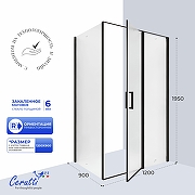 Душевой уголок Ceruttispa Виктория (Victoria) 120х90 VICTORIA120BF R 12042 профиль Черный матовый стекло матовое-1
