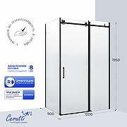 Душевой уголок Ceruttispa Чезас (Ceza's) 120х90 CEZA’S120BF R 12179 профиль Черный матовый стекло матовое-1