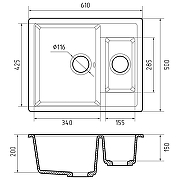 Кухонная мойка GranFest Quadro Q-610K песочный цвет Песочный-2