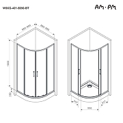 Душевой уголок AM.PM Above 90x90 W9XG-401-9090-BT профиль Черный матовый стекло прозрачное-14