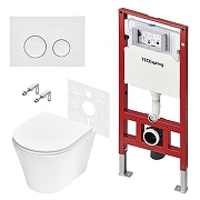 Унитаз с инсталляцией Tece Spring base K401110WCK цвет Белый с сиденьем Микролифт и клавишей смыва цвет Белый глянцевый