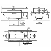 Стальная ванна Kaldewei Saniform Plus 363-1 170х70 KLDW.SAN17070.UK.SP.SHUM цвет Белый с ножкам со сливом-переливом с шумоизоляцией-1