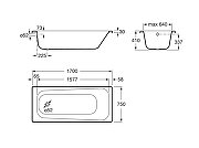 Стальная ванна Roca Body Plus 170х75 237950000 цвет Белый-1