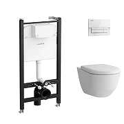 Унитаз с инсталляцией Laufen Pro Z.RU93.0.771.6 цвет Белый с сиденьем Микролифт и клавишей смыва цвет Белый