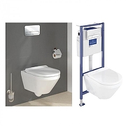 Унитаз с инсталляцией Villeroy&Boch Architectura 4616D301 цвет Белый с сиденьем Микролифт и клавишей смыва цвет Белый-3