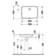 Раковина встраиваемая снизу Duravit D.1 60 03945500282/03955500282 цвет Белый-1