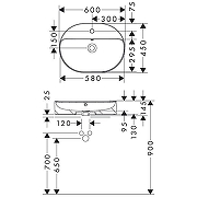 Раковина накладная Hansgrohe Xuniva U 60 60171450 цвет Белый-1