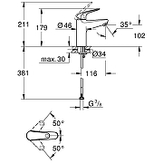 Смеситель для раковины Grohe Euroeco 24266001 цвет Хром-3