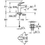 Смеситель для раковины Grohe Euroeco 24267001 цвет Хром-3