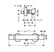 Смеситель для душа Hansgrohe Ecostat Comfort 13116340 с термостатом цвет Шлифованный черный хром-1
