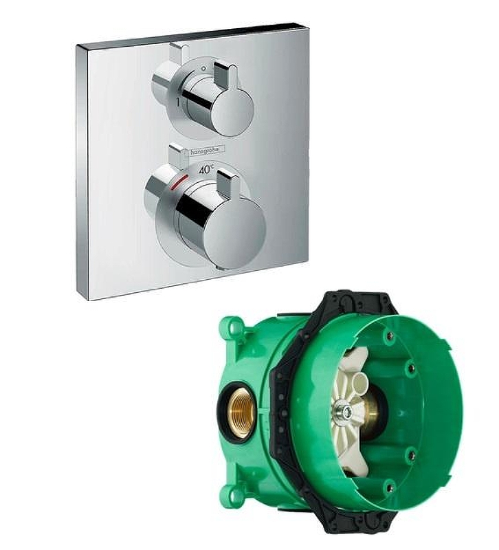Смеситель для душа Hansgrohe Ecostat Square 15714000S с термостатом 