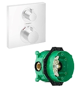 Смеситель для душа Hansgrohe Ecostat Square 15714700S с термостатом цвет Белый матовый