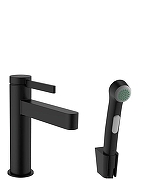 Смеситель для раковины Hansgrohe Finoris 76210670 с гигиеническим душем цвет Черный матовый-1
