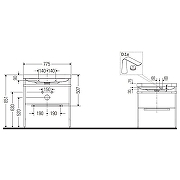 Консоль с раковиной Duravit Happy D.2 Plus 80 HP4837O2222 цвет Хром Белый-1