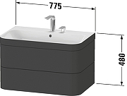 Тумба с раковиной Duravit Happy D.2 Plus 80 HP4637O8080 подвесная цвет Графит матовый-1