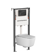 Унитаз с инсталляцией Ceramicanova Новый день (New day) CN3005_121001MB цвет Белый с сиденьем Микролифт и клавишей смыва цвет Черный матовый