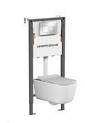 Унитаз с инсталляцией Ceramicanova Новый день (New day) CN3005_121002CH цвет Белый с сиденьем Микролифт и клавишей смыва цвет Хром глянцевый
