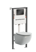Унитаз с инсталляцией Ceramicanova Форма (Forma) CN3009_121002MB цвет Белый с сиденьем Микролифт и клавишей смыва цвет Черный матовый