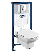 Унитаз с инсталляцией Grohe Rapid SL 38721001R1 цвет Белый с сиденьем Микролифт и клавишей смыва цвет Хром глянцевый