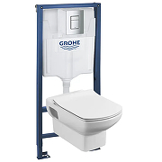 Унитаз с инсталляцией Grohe Rapid SL 38772001R1 цвет Белый с сиденьем Микролифт и клавишей смыва цвет Хром глянцевый