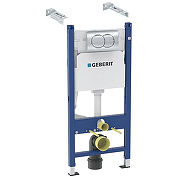 Унитаз с инсталляцией Geberit Delta 458.149.21.R2 цвет Белый с сиденьем Микролифт и клавишей смыва цвет Хром глянцевый-1