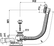 Слив-перелив Alcaplast A55K-80-VE-01полуавтомат цвет Хром-1