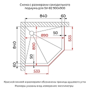 Душевой уголок RGW Stilvoll (Стилвол) V-82Gb 90х90 L 33328299-266L профиль Золото брашированное стекло с рисунком Золотая вуаль-8