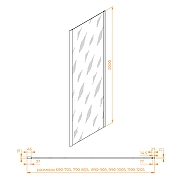 Душевая стенка RGW Z-050-3 90 352205309-21 профиль Хром стекло матовое-сатинат-2