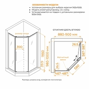 Душевой уголок RGW Passage (Пассаж) PA-86 100х90 38088690-31N профиль Хром стекло тонированное-7