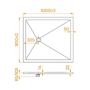 Душевой поддон из искусственного камня RGW Stone Tray (Стоун Трей) ST-G 100х90 16152910-002 цвет Графит-16
