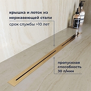 Душевой лоток RGW SDR-52Gb-80 76215280-06 с решеткой цвет Золото брашированное-1