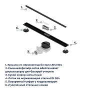 Душевой лоток RGW SDR-54B-80 79215480-04 с решеткой цвет Черный-7