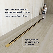 Душевой лоток RGW SDR-55Gb-120 79215512-06 с решеткой цвет Золото брашированное-1