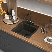 Кухонная мойка Reflexion Base 43 RX0743BL цвет Черный со смесителем Viko V-3224 Хром Черный-4