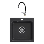 Кухонная мойка Reflexion Base 43 RX0743BL цвет Черный со смесителем Viko V-3224 Хром Черный
