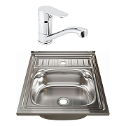 Кухонная мойка Mixline 50 527966 цвет Хром со смесителем Viko V-4110 Хром