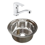 Кухонная мойка Mixline 49 528182 цвет Хром со смесителем Viko V-4110 Хром
