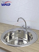 Кухонная мойка Florentina Липси 46 20.280.B0460.206 цвет Брауни со смесителем Viko V-1113 Хром-4
