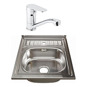 Кухонная мойка Mixline 50 527974 цвет Хром со смесителем Viko V-4110 Хром