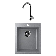 Кухонная мойка Ulgran Classic U-404-342 Графит со смесителем Splenka S201.40.09 Графит матовый