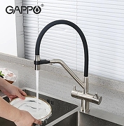 Кухонная мойка Paulmark Next-Skew 58 Uni PM885844-BS Брашированная сталь со смесителем Gappo G4398-85 Сатин Черный-4
