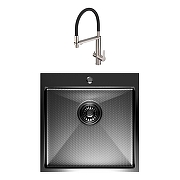 Кухонная мойка Mixline Pro 50 552931 цвет Черный графит со смесителем Swedbe Selene Plus 8440 Нержавеющая сталь Черный