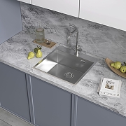 Кухонная мойка Reflexion Iseo 50 RX2250SS цвет Полированная сталь со смесителем Gappo G4099 Нержавеющая сталь-6