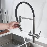 Кухонная мойка Ulgran Quartz Underground 500-09 Асфальт со смесителем Maretti Calabria CA31RGF11 Оружейная сталь-6