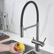 Кухонная мойка Ulgran Quartz Underground 500-09 Асфальт со смесителем Maretti Calabria CA31RGF11 Оружейная сталь-8