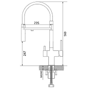 Кухонная мойка Ulgran Quartz Underground 500-09 Асфальт со смесителем Maretti Calabria CA31RGF11 Оружейная сталь-14