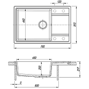Кухонная мойка Florentina Липси 78 XL 20.505.D0780.102 Черная со смесителем Haiba HB4113-7 Черный-4