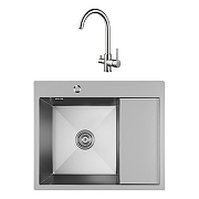 Кухонная мойка Mixline Pro 60 L 551875 цвет Сатин со смесителем Shevanik S128L цвет Сатин