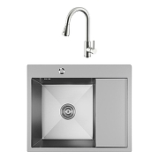 Кухонная мойка Mixline Pro 60 L 551875 цвет Сатин со смесителем Splenka S203.49.05 Сатин