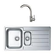 Кухонная мойка Alveus Line 10 NAT-90 980x500 1064281 Натуральная сталь со смесителем Gappo G4099 Нержавеющая сталь